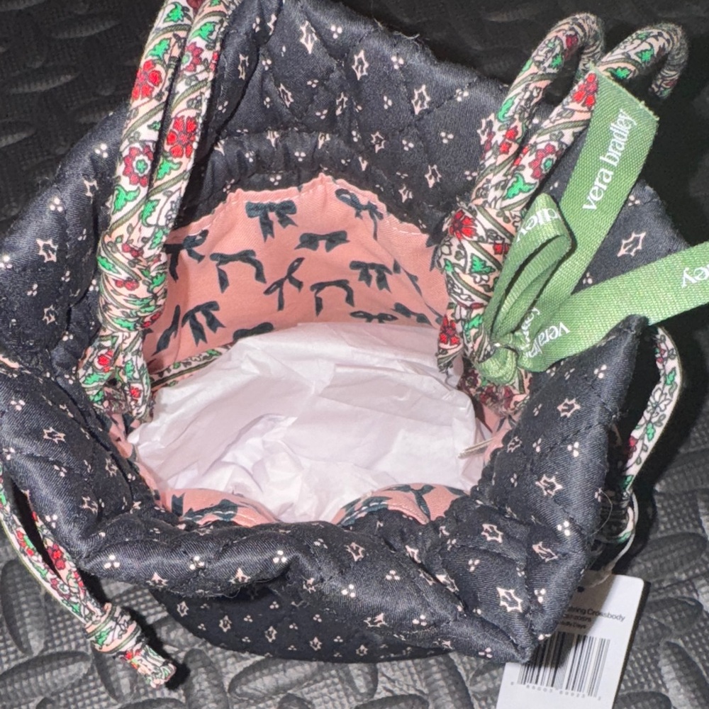 Vera Bradley Black Floral Mini Drawstring Bag - Picture 3 of 5